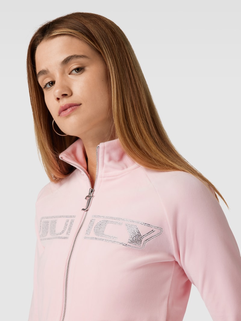Sweatjacke mit Stehkragen Modell 'LELU' in hellrosa
