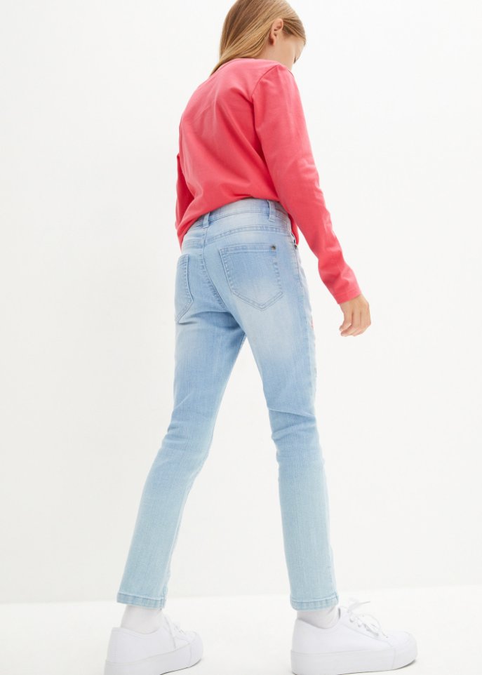 Mädchen Skinny-Jeans mit Blumenstickerei