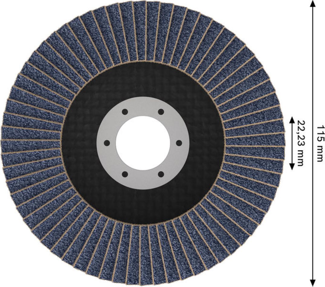 Disc de șlefuit lamelar Bosch Blue Accessories 2608626124 X451 Multi Material Ø115 mm granulație 60 versiune unghiulară