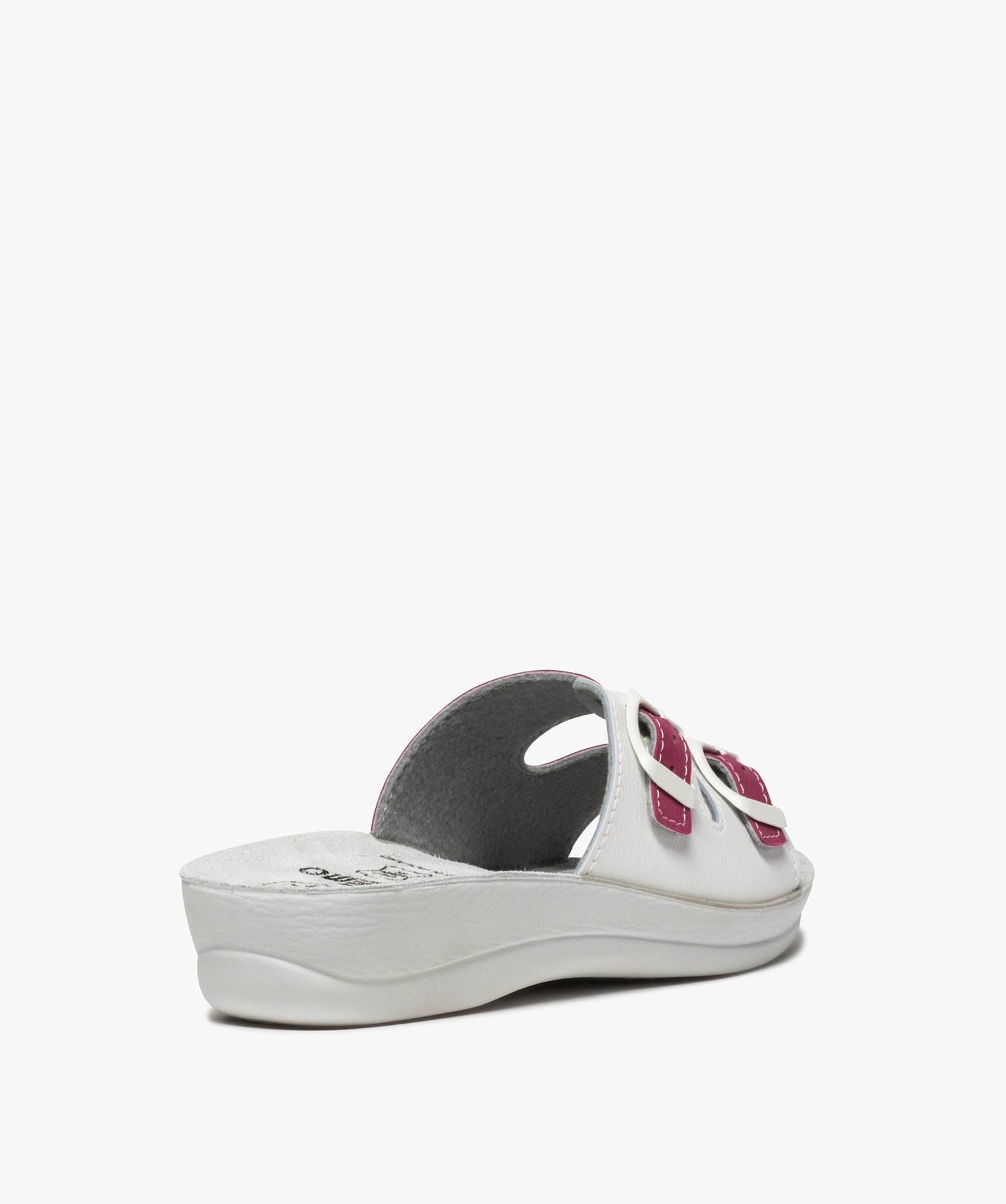 Mules femme confort fermeture double bride à boucle blanc | GEMO