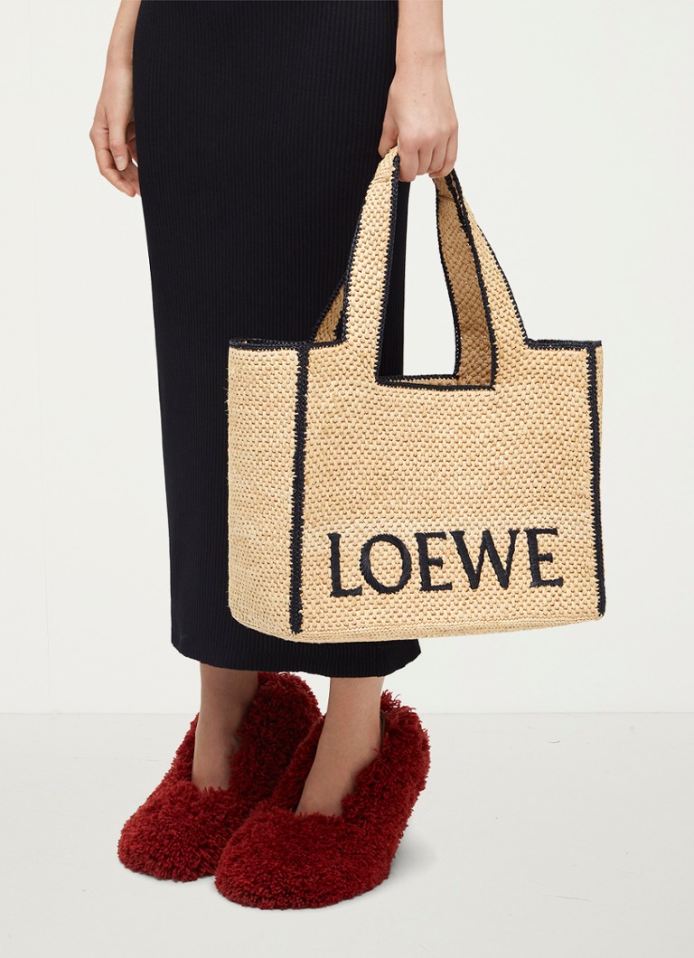 LOEWE Font Large shopper made of raffia with logo