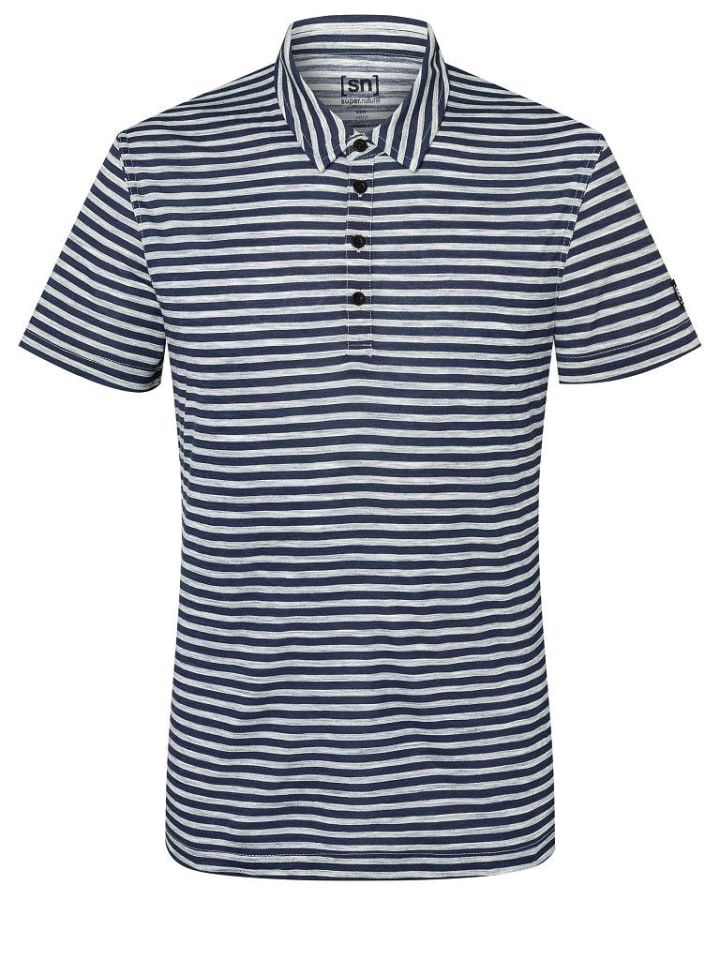 super.natural Merino Polo M MARINERO POLO in grau - blau günstig kaufen