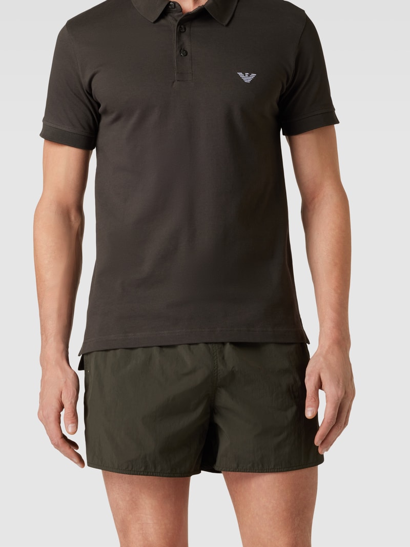 Badehose mit Label-Stitching Modell 'Basic' in dunkelgrau