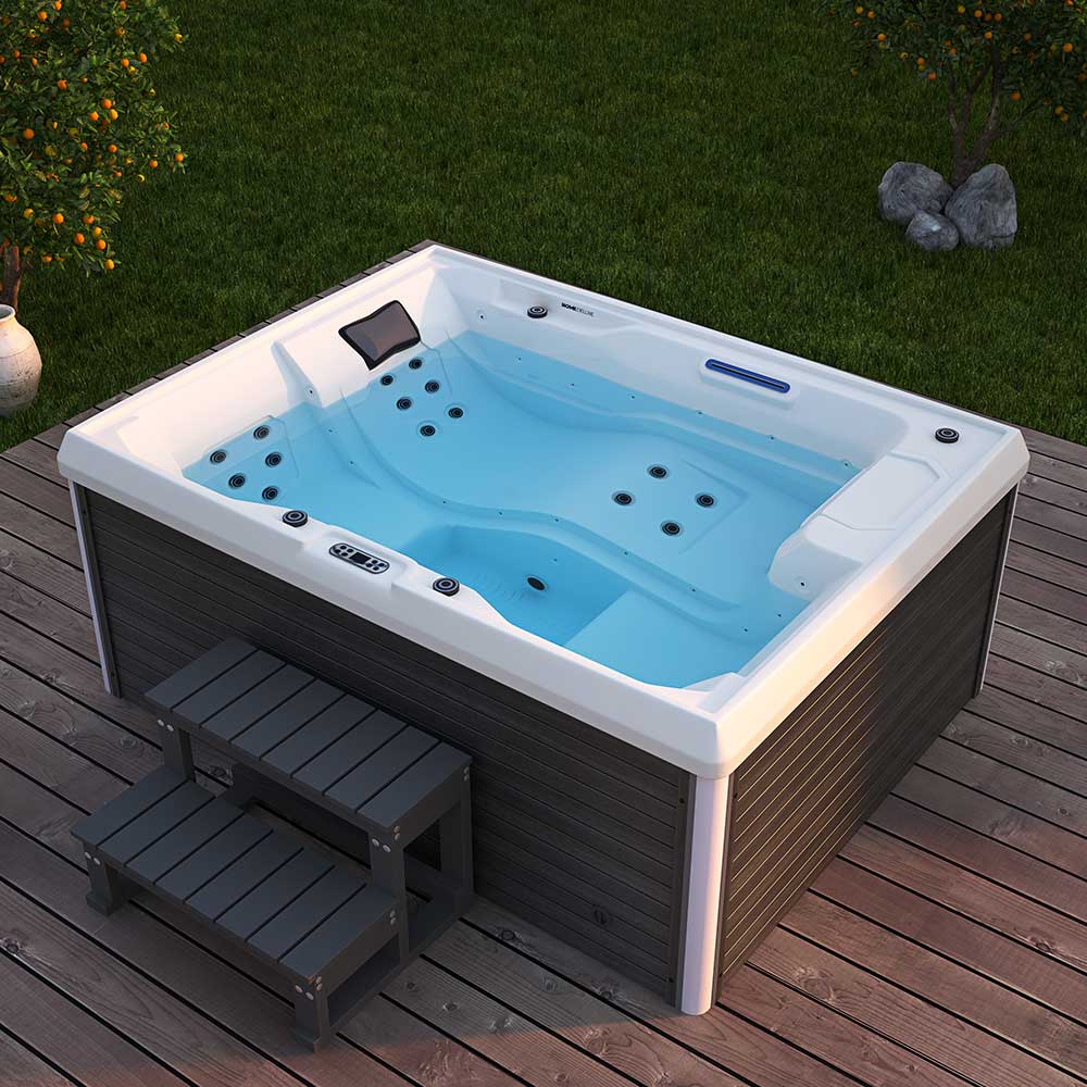 Home Deluxe Outdoor Whirlpool STREAM inkl. Treppe und Thermoabdeckung