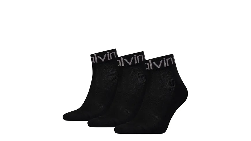 Calvin Klein Herren Socken Quarter Logo Welt 3er Pack black