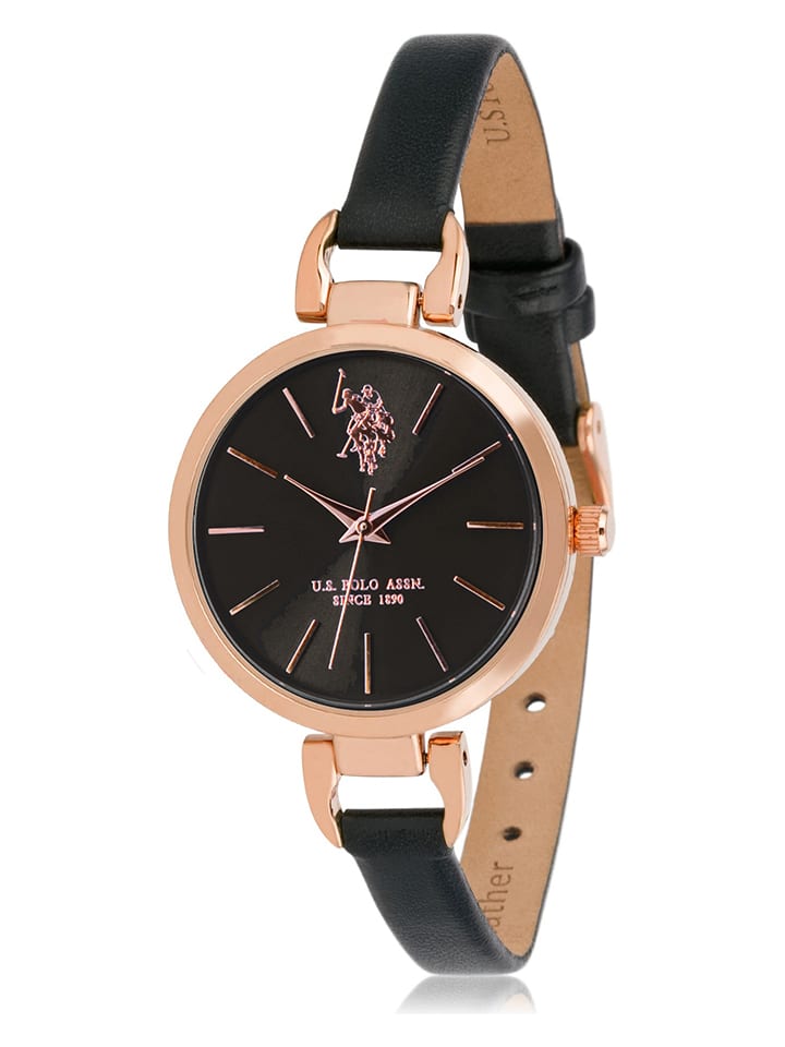U.S. Polo Assn. Quarzuhr in Schwarz/ Roségold günstig kaufen onesize