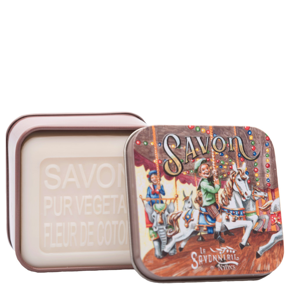 La savonnerie de nyons Savon 100g Fleur de Coton et Boîte Métal Manège Savon