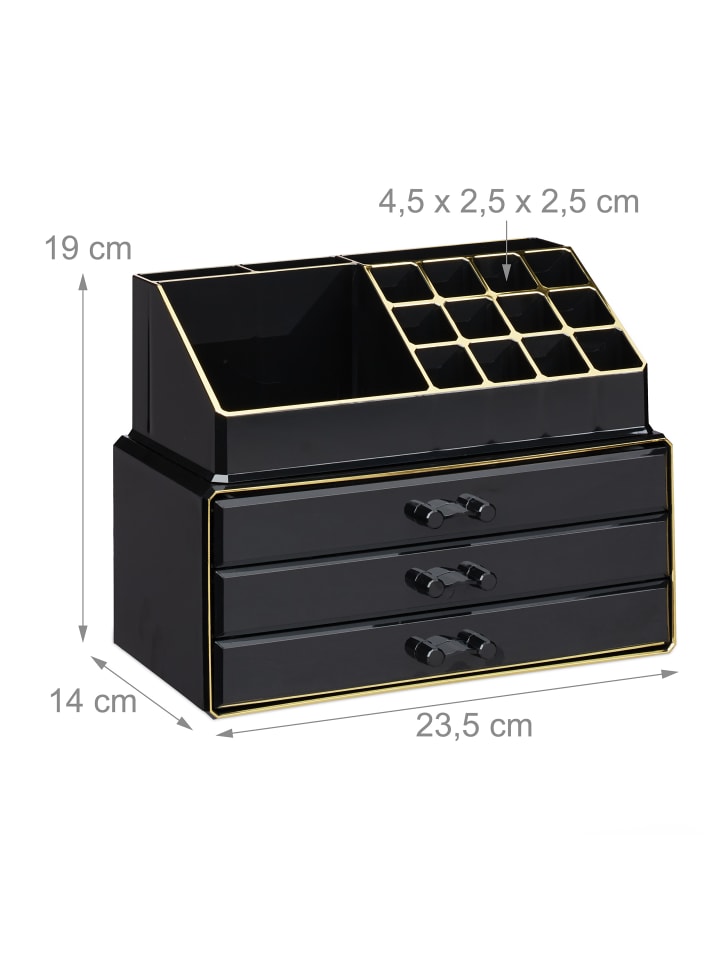 relaxdays Makeup Organizer in Schwarz Gold günstig kaufen onesize