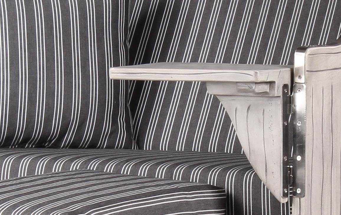 bene living Strandkorb Ammersee 2-Sitzer Mahagoni washed grey - PE Koboo grey - Modell 500, BxTxH: 125x80x165 cm, Volllieger ca. 175 Grad, Ostsee-Strandkorb Komplettset, inkl. Liftersystem und Bullaugen
