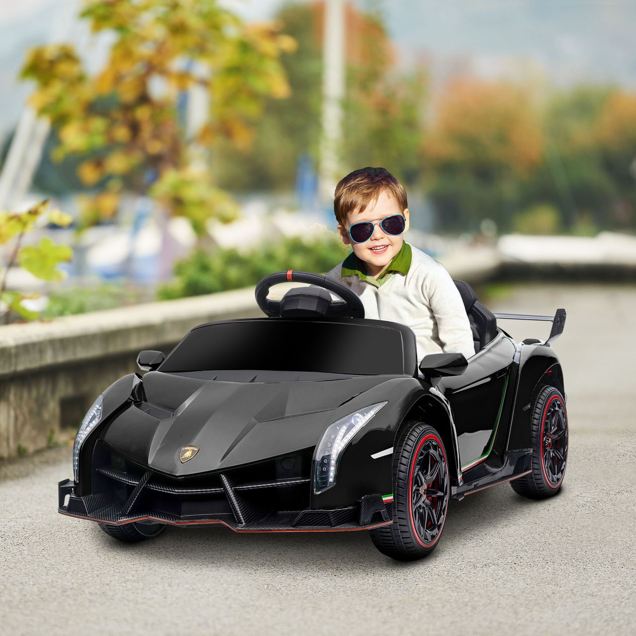 HOMCOM Kinder Elektroauto Kinderauto mit Anzeige, Fernbedienung, Bluetooth