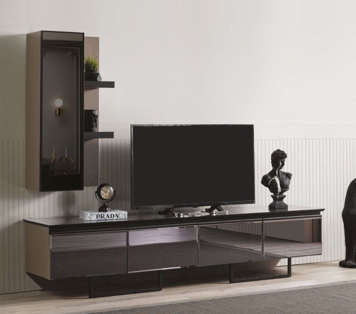 JVmoebel Wohnwand Stilvoll Wohnzimmer TV Ständer und Wandschrank Set Moderner Stil, (2-St., 1x TV Ständer + 1x Wandschrank), Made in Europa