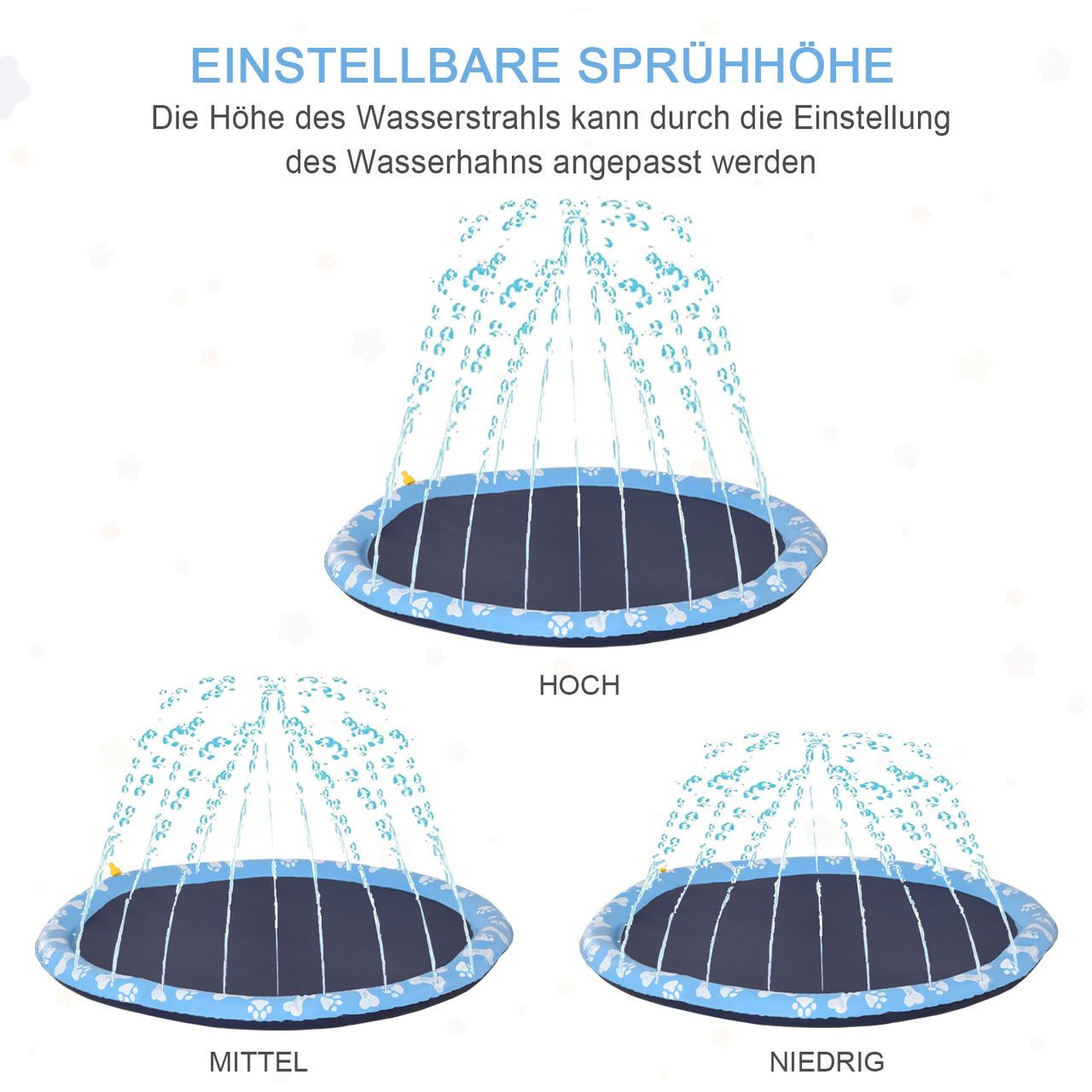 PawHut 150 cm Splash Sprinkler Pad für Hunde Spritz Anti-Rutsch Outdoor PVC