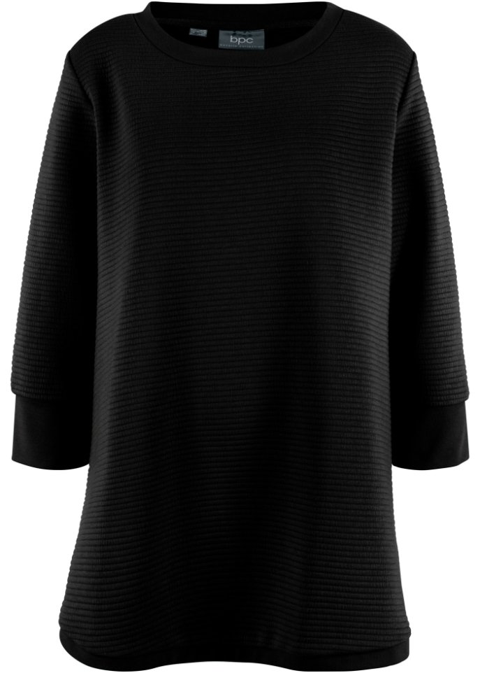 Langes Sweatshirt Tunika mit Struktur in A-Line, 3/4 Arm