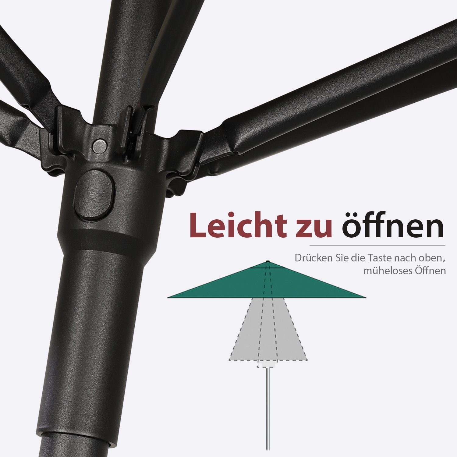 Sekey Sonnenschirm 220 cm Gartenschirm Strandschirm Marktschirm knickbar Balkonschirm, LxB: 220,00x220,00 cm, für Terrasse, Balkon, Garten, Sonnenschutz UV50+