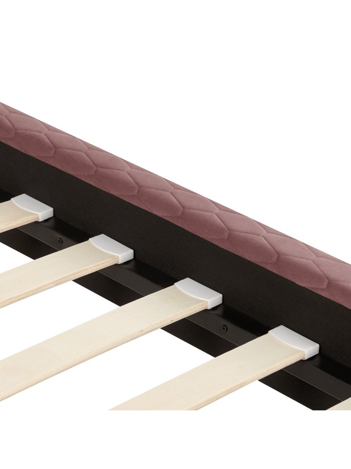 Beliani Doppelbett BAYONNE in Rosa/Dunkler Holzfarbton - (W) 191 x (H) 121 x (L) 212 cm günstig kaufen onesize
