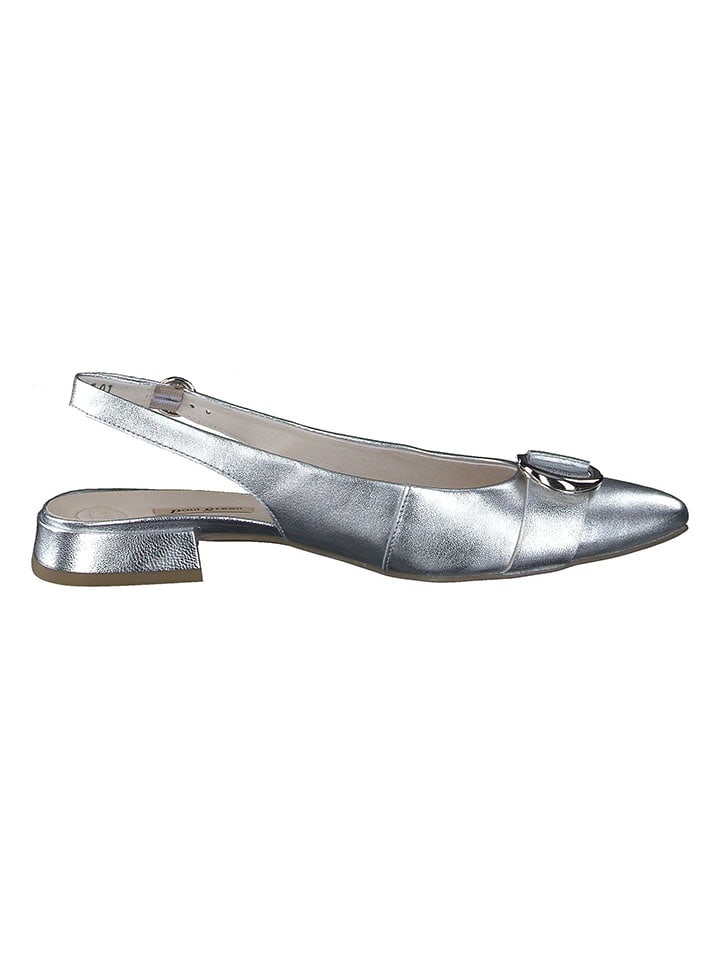 Paul Green Leder-Slingballerinas in Silber günstig kaufen