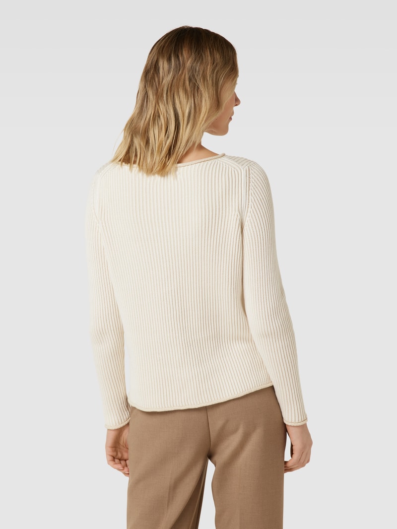 Strickpullover in Ripp-Optik in stein