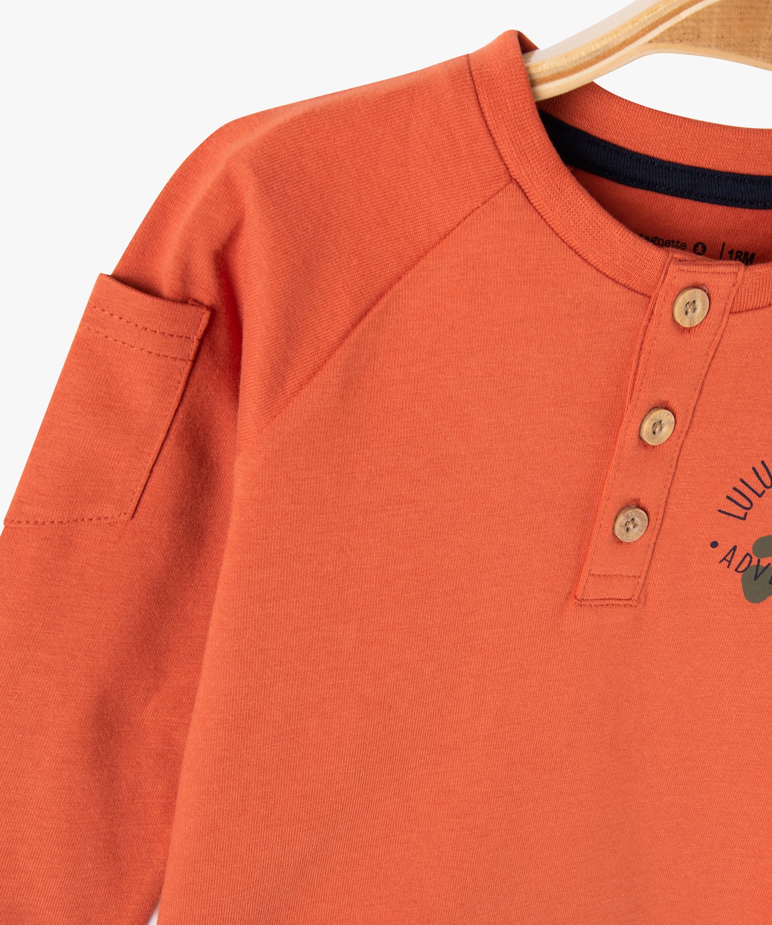 Tee-shirt manches longues col tunisien bébé Garçon - Lulu... orange | GEMO