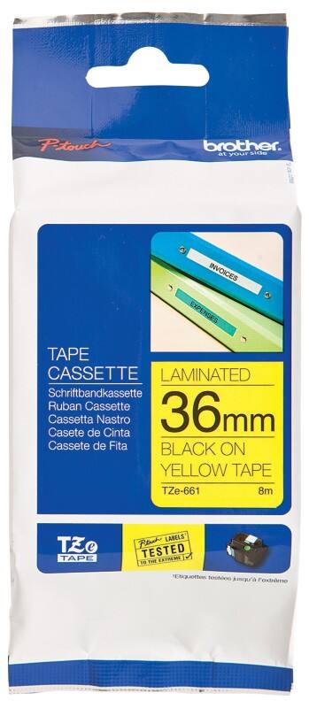 Brother Beschriftungsband Authentisch TZe-661 TZe-661 Haftend Schwarz auf Gelb 36 mm x 8 m