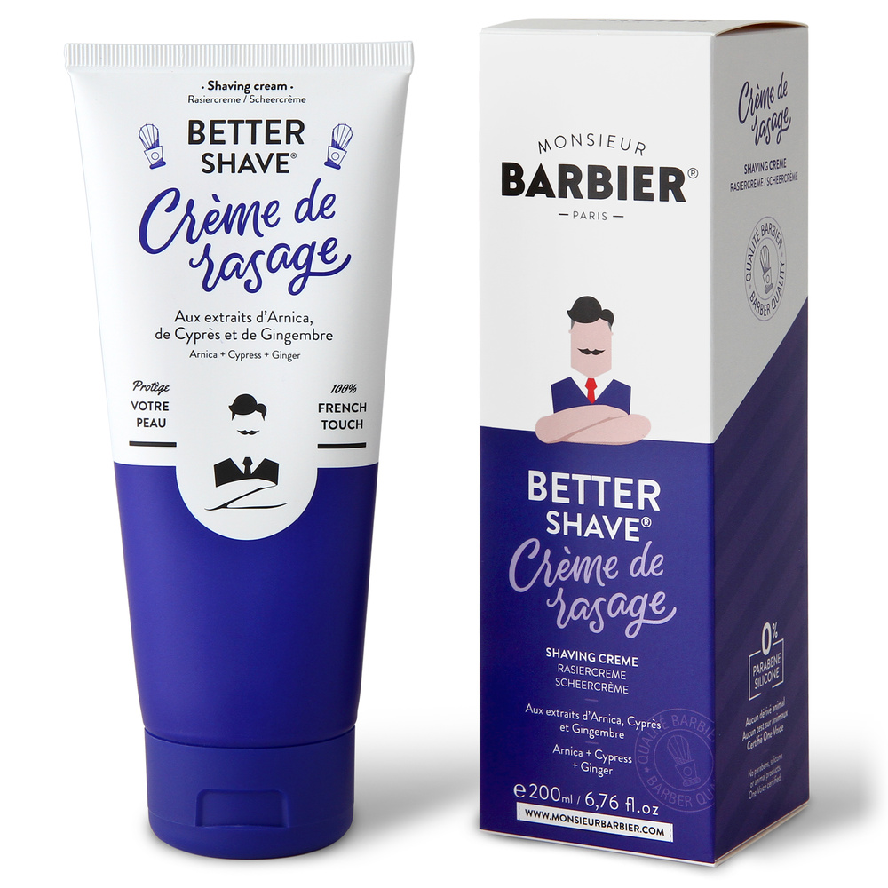 Monsieur Barbier Crème à raser - Better Shave Crème de Rasage Protectrice Anti-Irritations pour Hommes