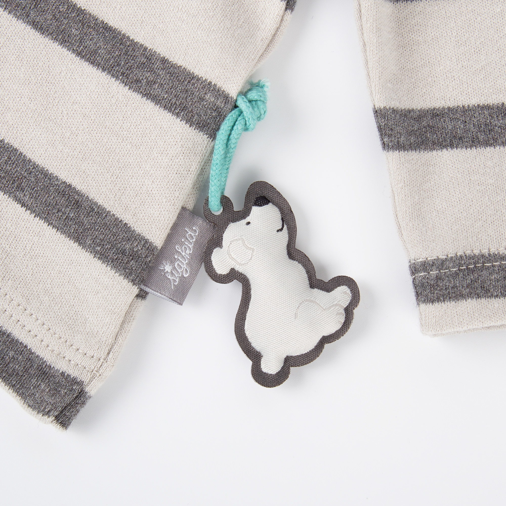 Baby Langarmshirt Eisbär, grau geringelt