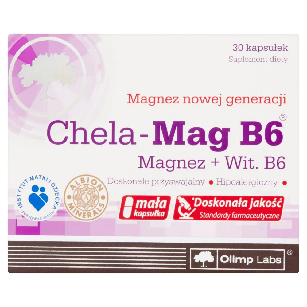 Olimp Chela-Mag B6, maisto papildas su magniu ir vitaminu B6, 30 kapsulių