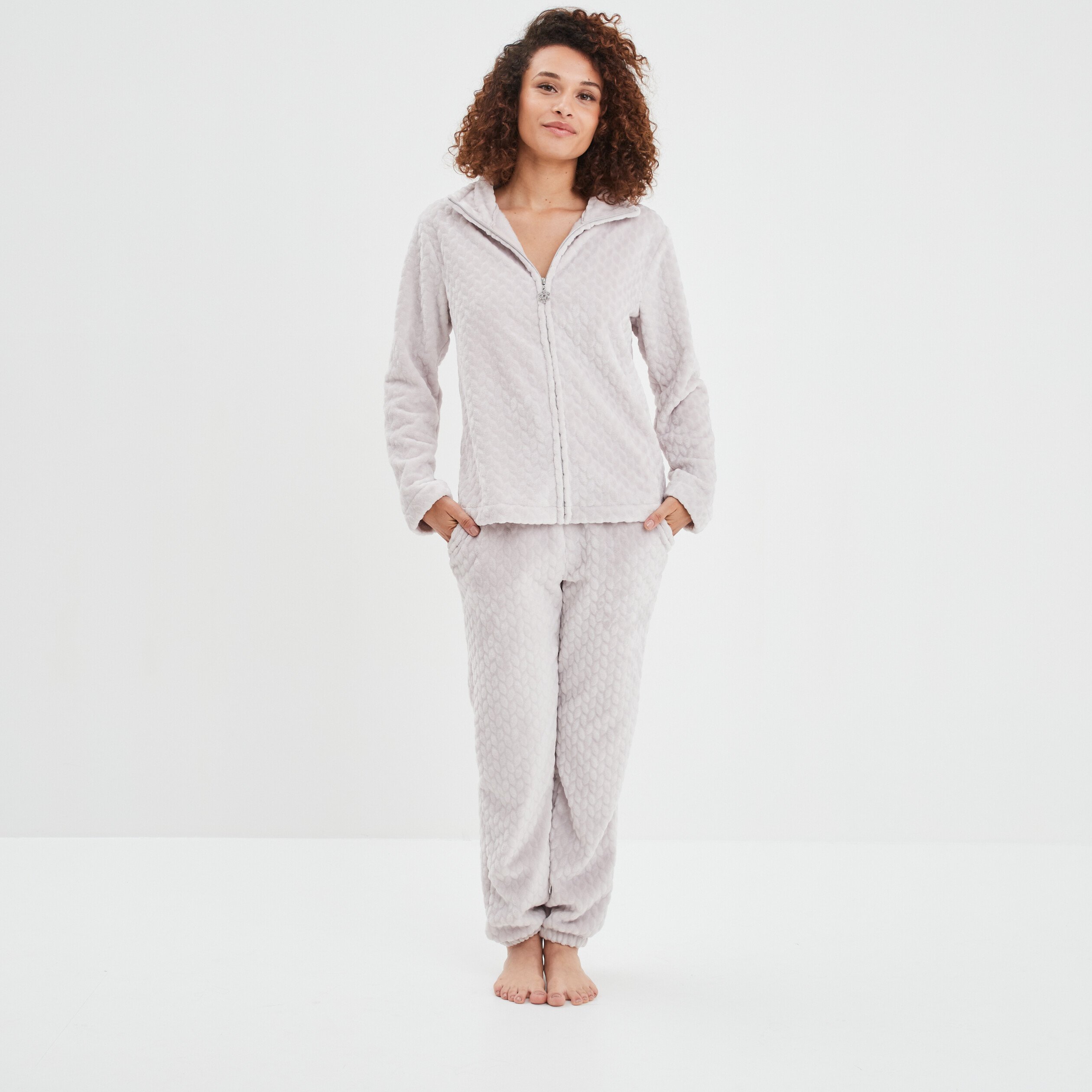 Pantalon de pyjama aspect matelassé rose pastel femme | La Halle