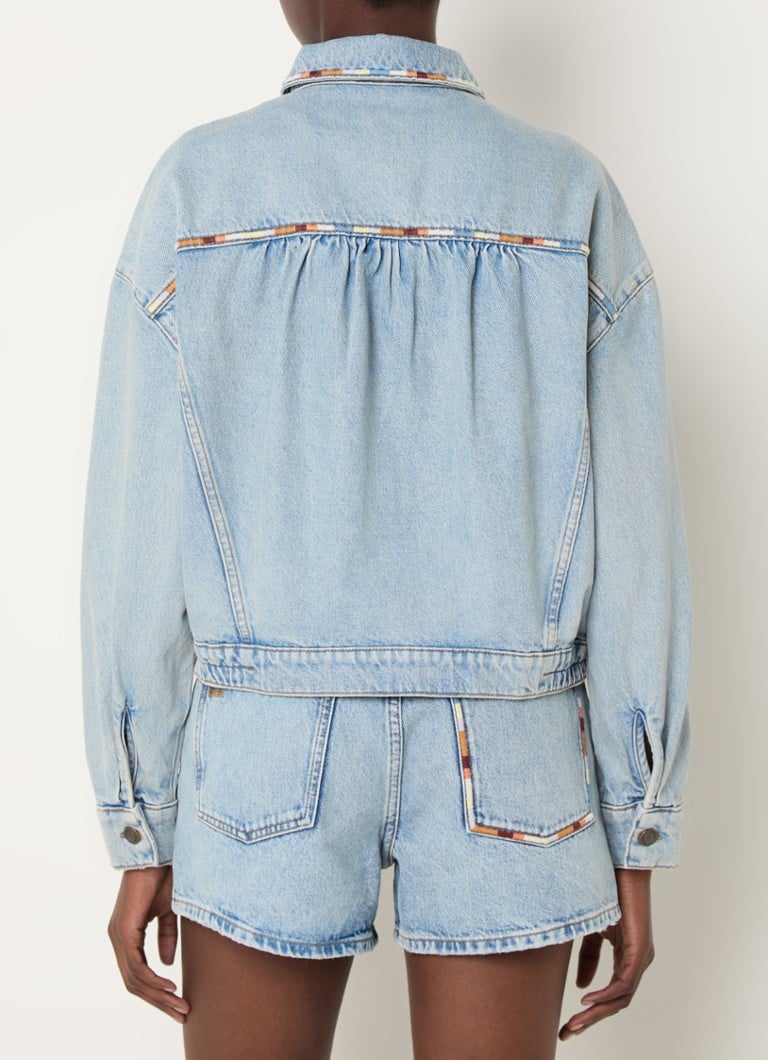 Jachetă din denim Ba&sh Fox cu broderie și buzunare laterale.