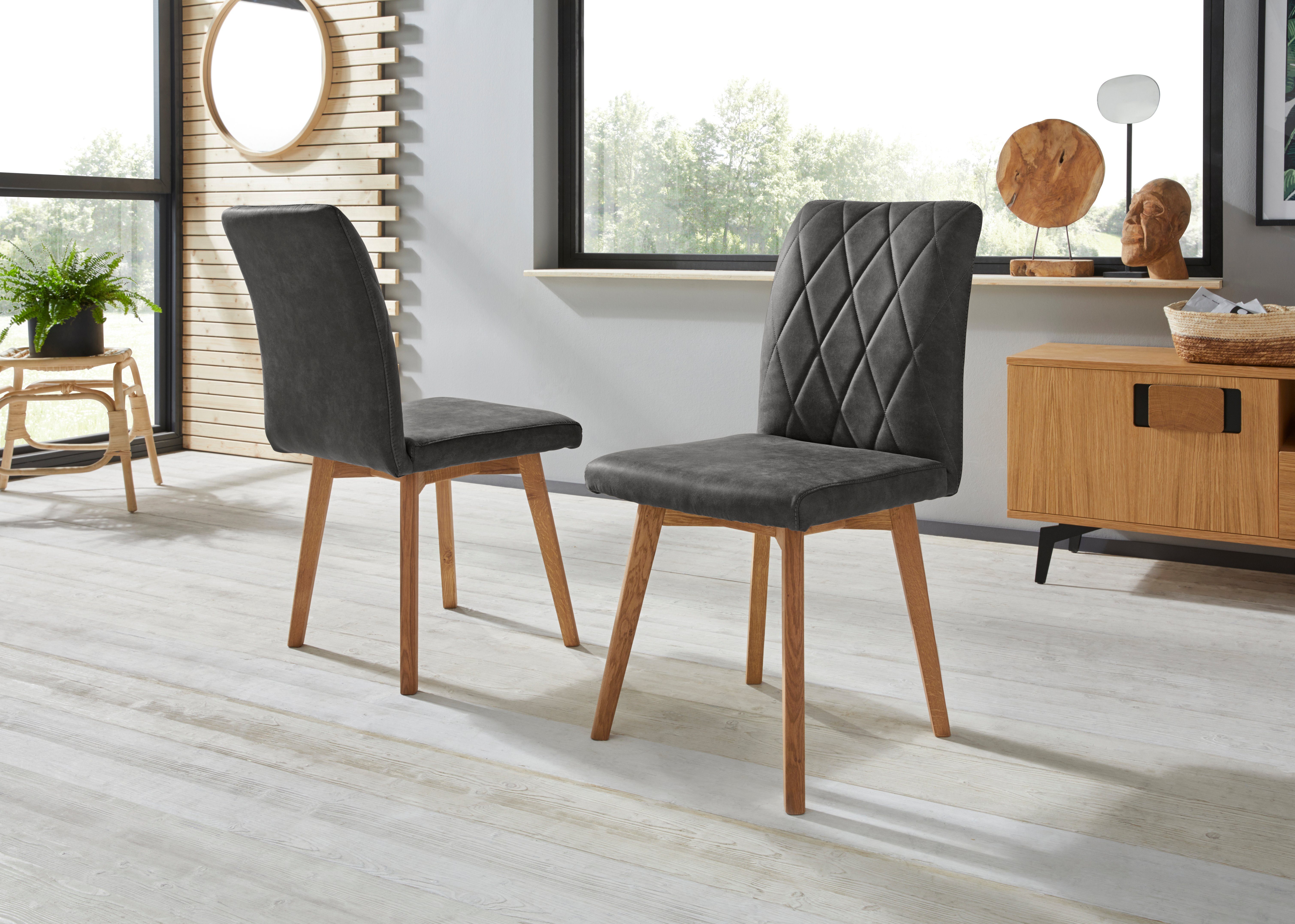 Home affaire 4-Fußstuhl Brest (Set, 2 St), Gestell aus Eiche Massivholz geölt