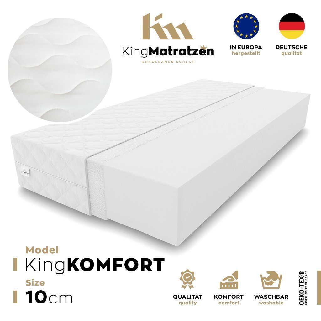 Kaltschaummatratze Matratzen rollmatratze kaltschaum H3 KingKOMFORT 180 x 200 x 10 cm, KingMatratzen, 10 cm hoch