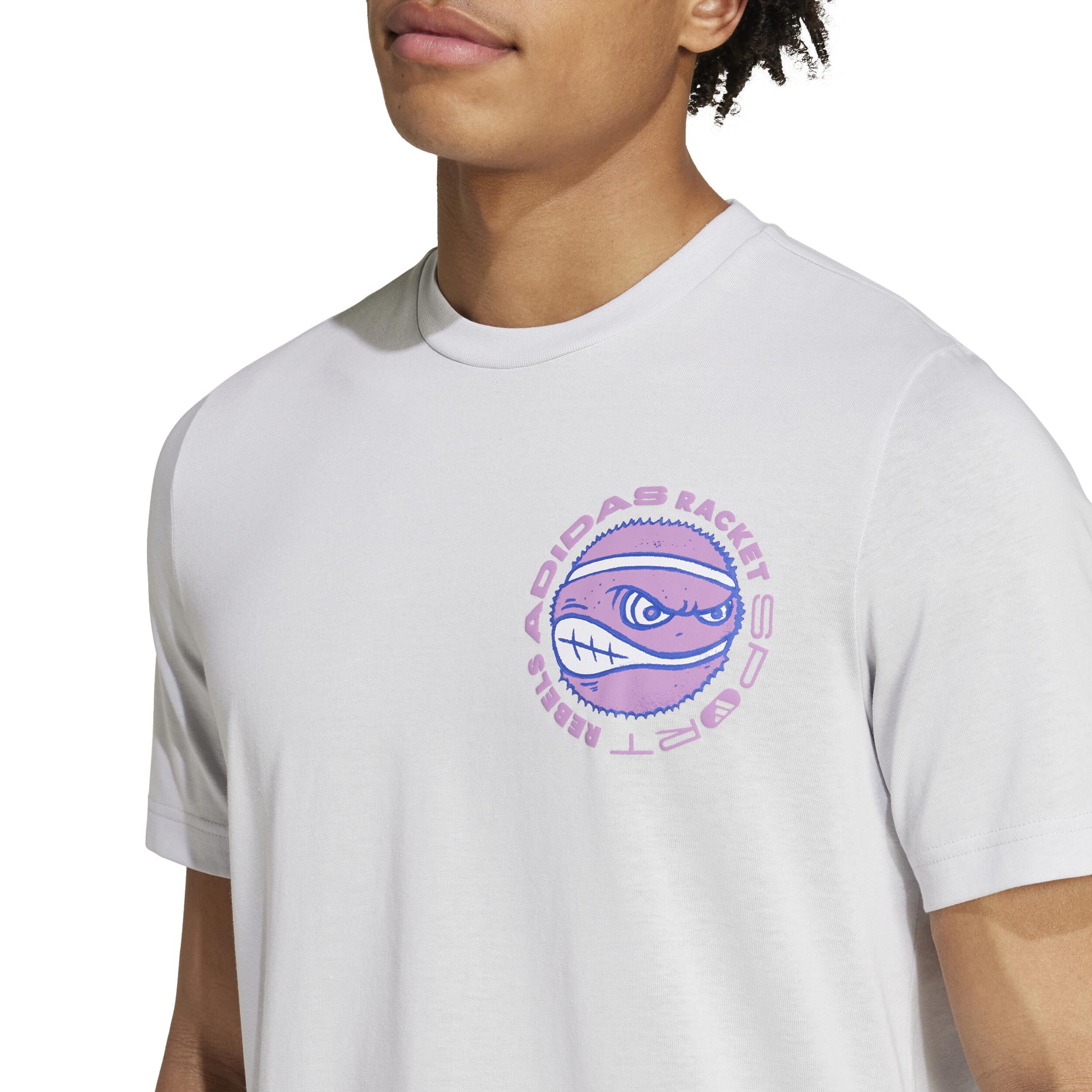 Racket Sport Rebels Graphic T-Shirt Herren - Weiß, Mehrfarbig