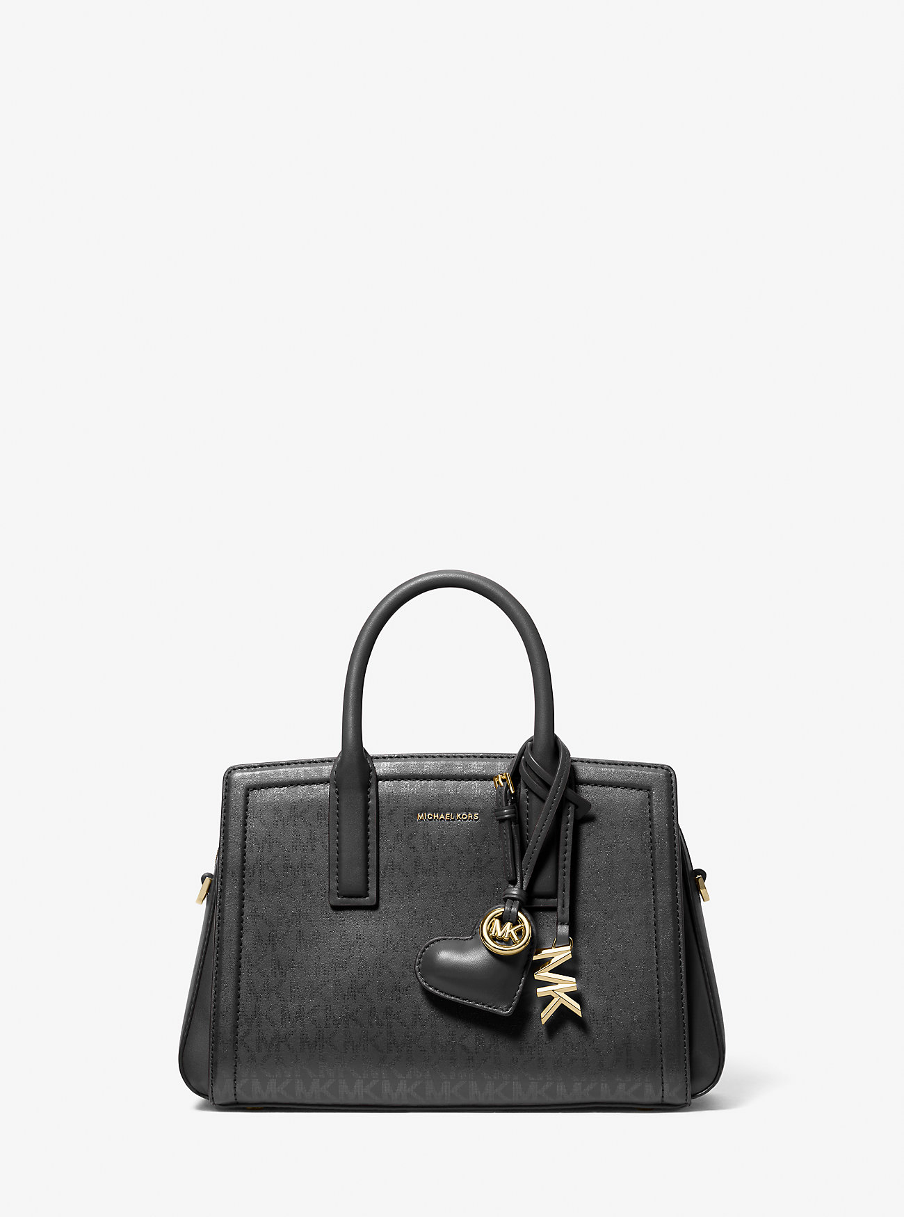 Puffy Heart Leather Bag Charm - SVART