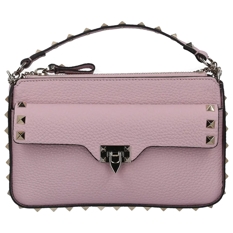 Valentino Garavani - Schultertasche ROCKSTUD CHAIN Kalbsleder - pink