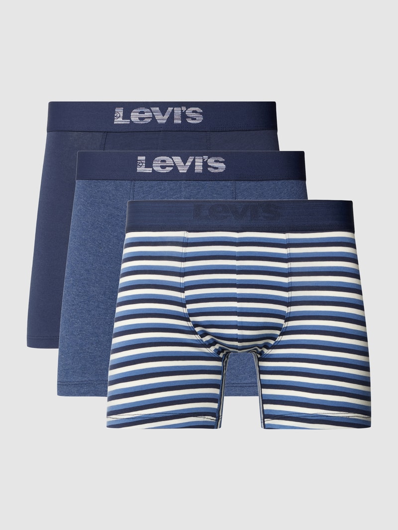 Boxershorts mit elastischem Label-Bund im 3er-Pack in blau