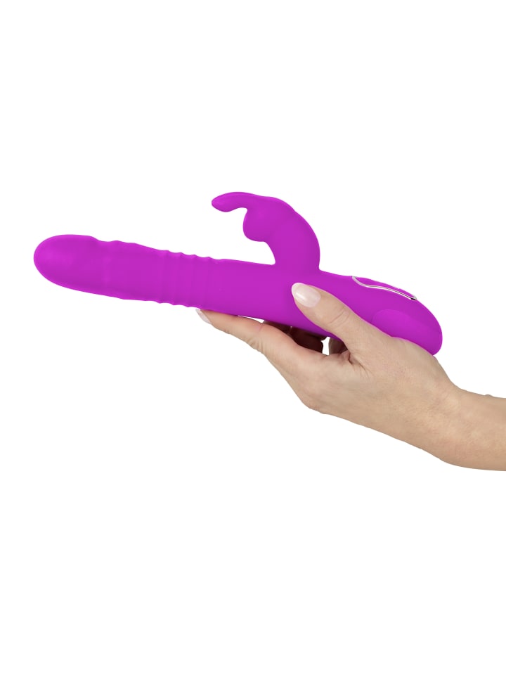 Sweet Smile Vibrator mit Stoßfunktion Thrusting Rabbit in pink günstig kaufen 26 cm