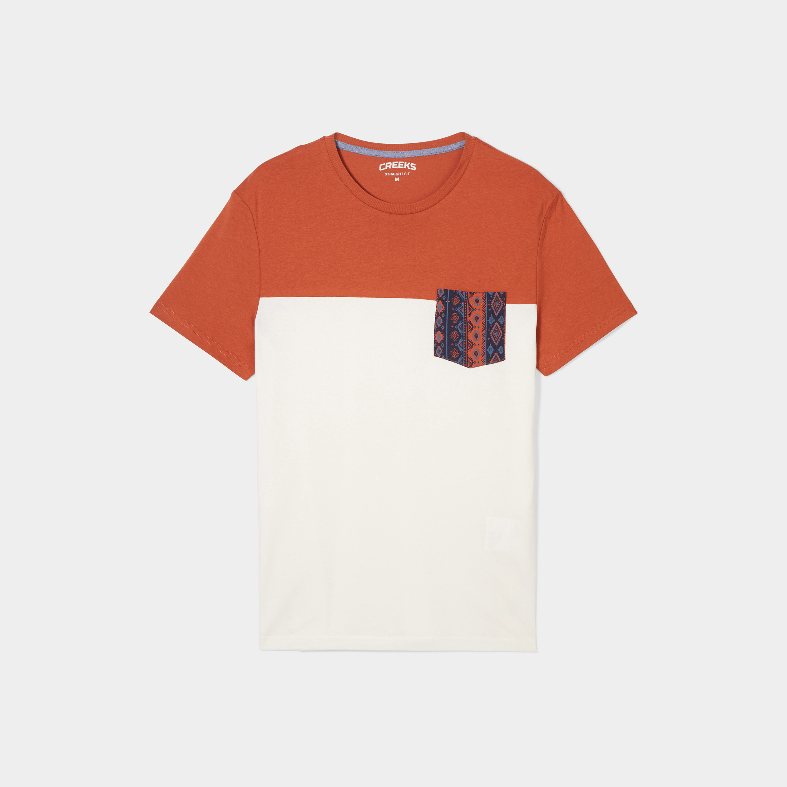 T-shirt droit buste 1 poche Creeks orange foncé homme | La Halle