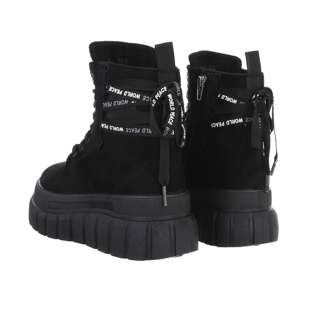 Ital-Design Damen Schnürschuhe Freizeit Schnürstiefelette