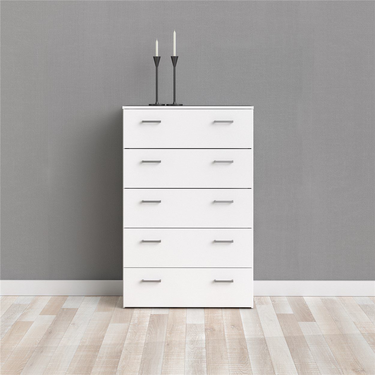 Home affaire Hochkommode, graue Stangengriffe, einfache Selbstmontage, 74,1 x 114,7 x 35,95 cm