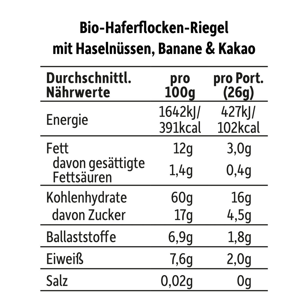 Kindersnack Fruchtriegel Banane & Kakao, ab 3 Jahren (6 x 26 g), 156 g