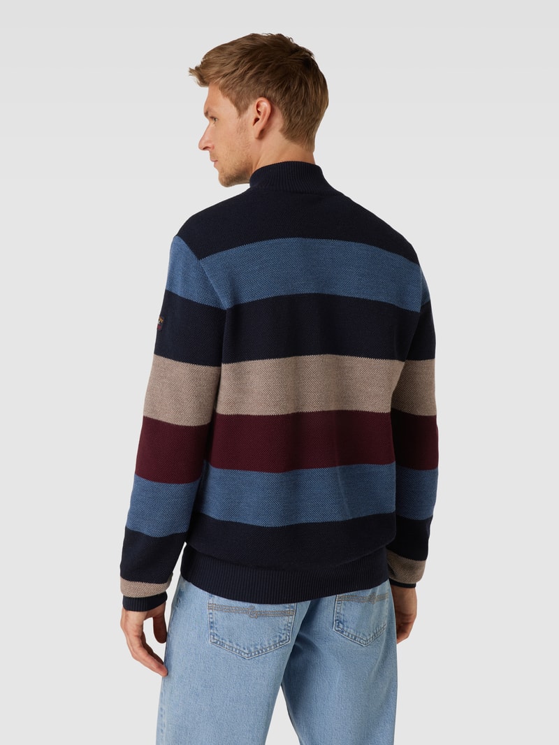 Strickpullover mit Streifenmuster in marineblau