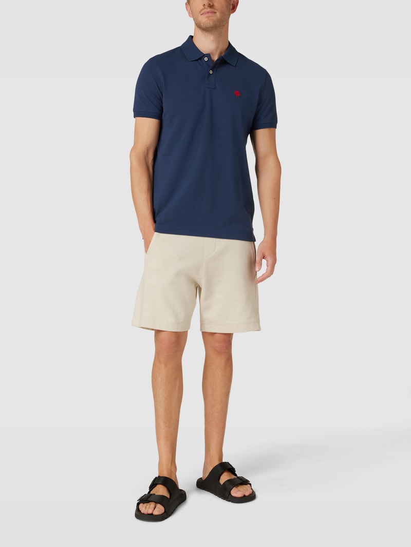 Poloshirt mit Logo-Stitching in marineblau