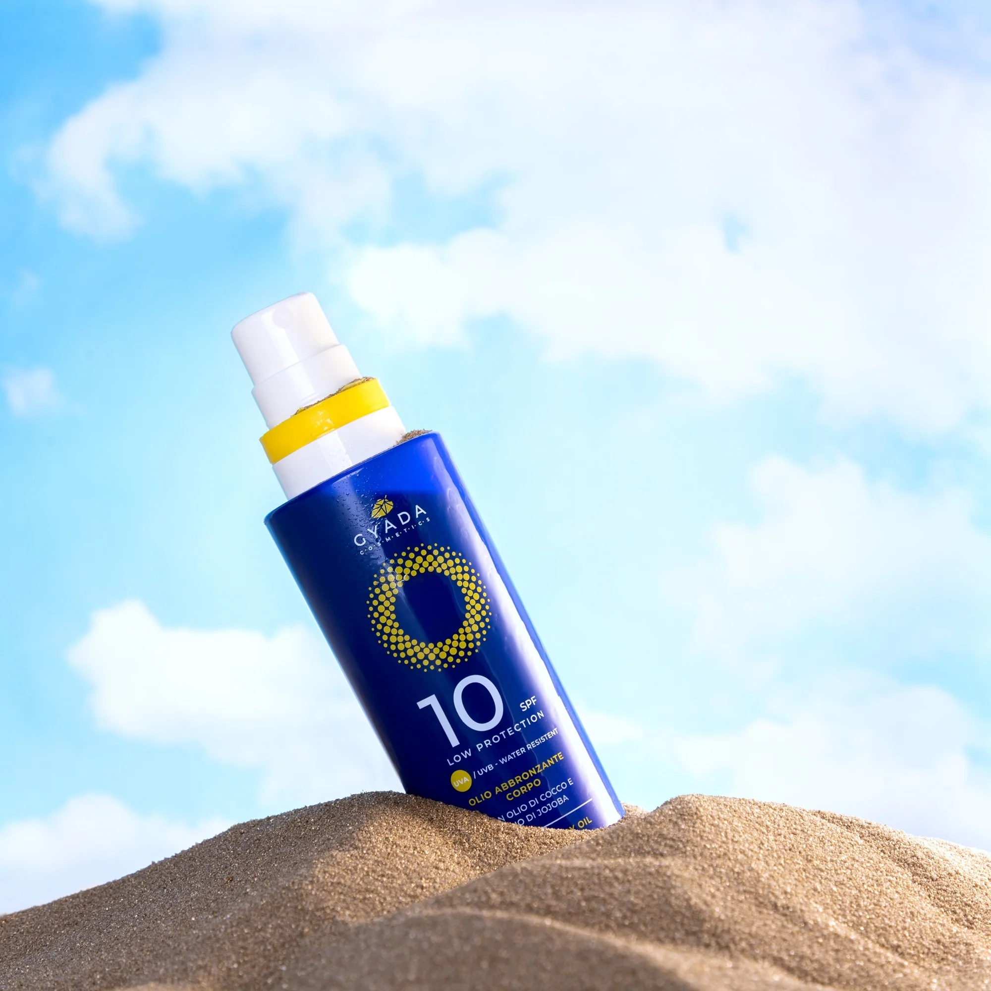 Aceite bronceador con protección solar SPF10 - Aceite corporal bronceador de baja protección.