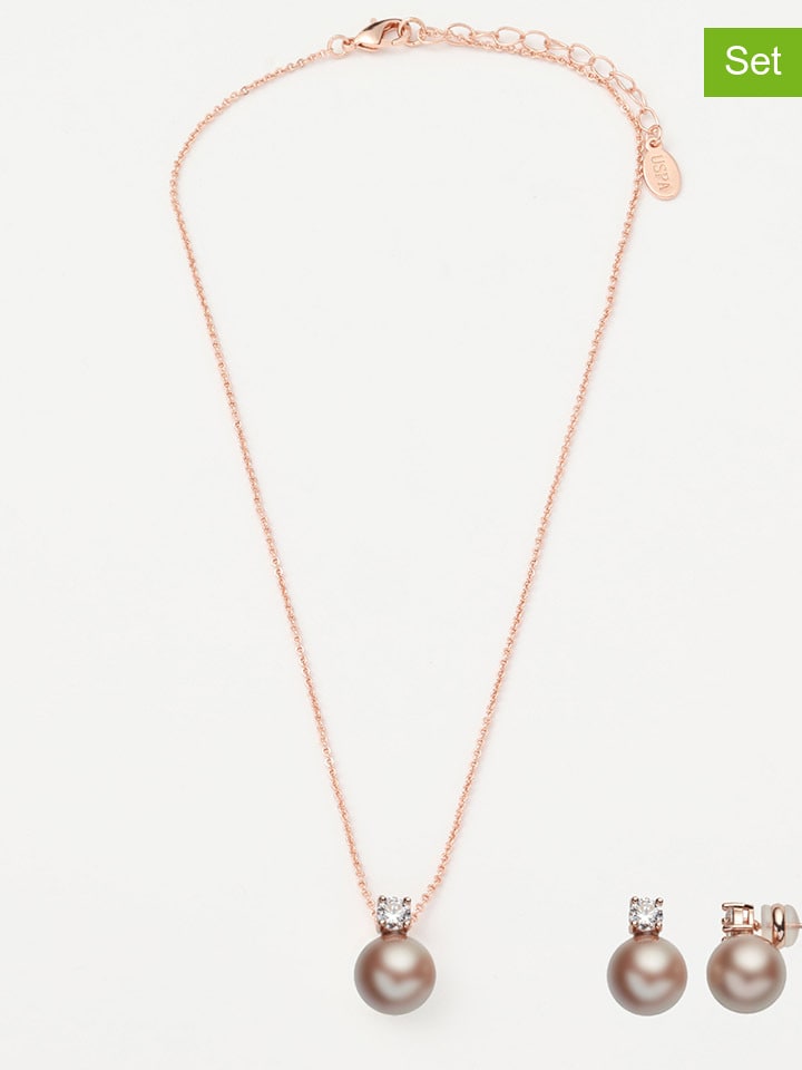 U.S. Polo Assn. 2tlg. Schmuckset: Rosévergold. Halskette und Ohrstecker günstig kaufen onesize