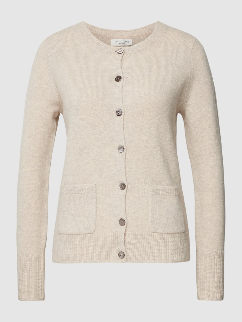 Strickjacke mit Knopfleiste und Eingrifftaschen in beige meliert