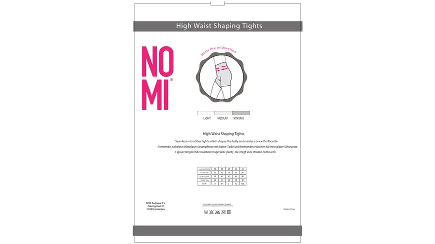 NO-MI Damen figurformende Feinstrumpfhose Highwaist Shape up 15 DEN black