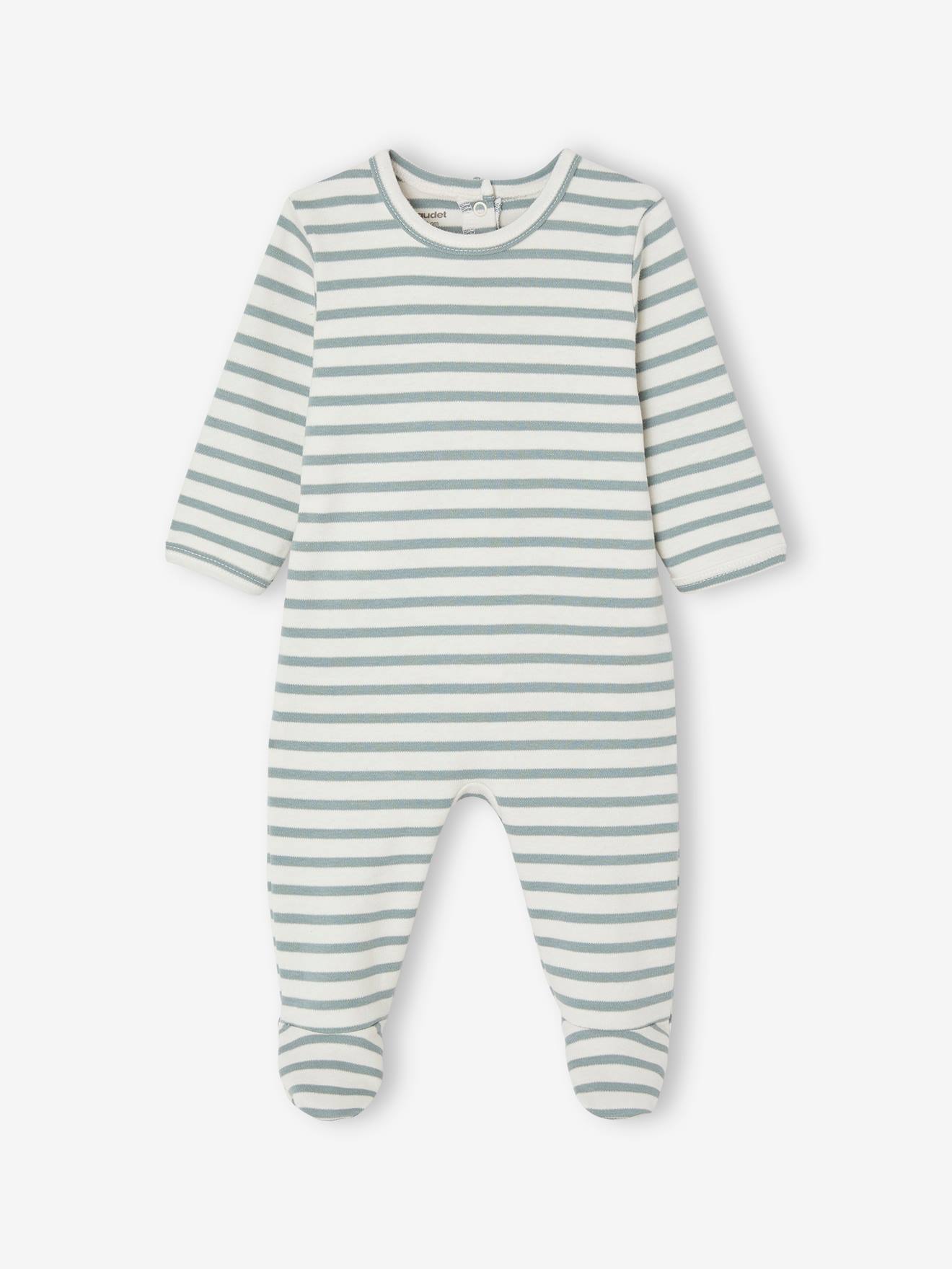 Vertbaudet 3er-Pack Baby Strampler BASIC, Interlock-Jersey - pack salbeigrün savanne