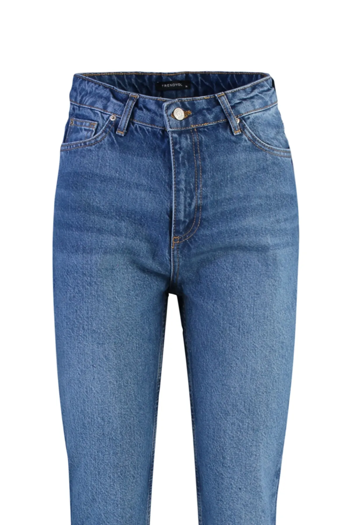 Trendyol Collection  Blaue, nachhaltigere High Bel Mom Jeans TWOAW23JE00369