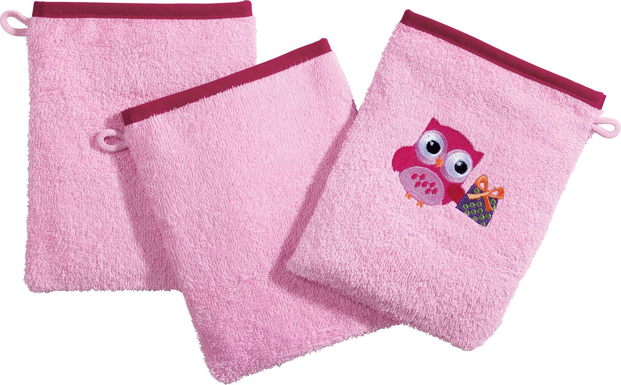 Erwin Müller Waschhandschuh Kinder-Waschhandschuh 3er-Pack (3-tlg), Walk-Frottier Uni