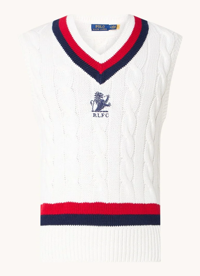 Ralph Lauren Cable knit sleeveless sweater with logo