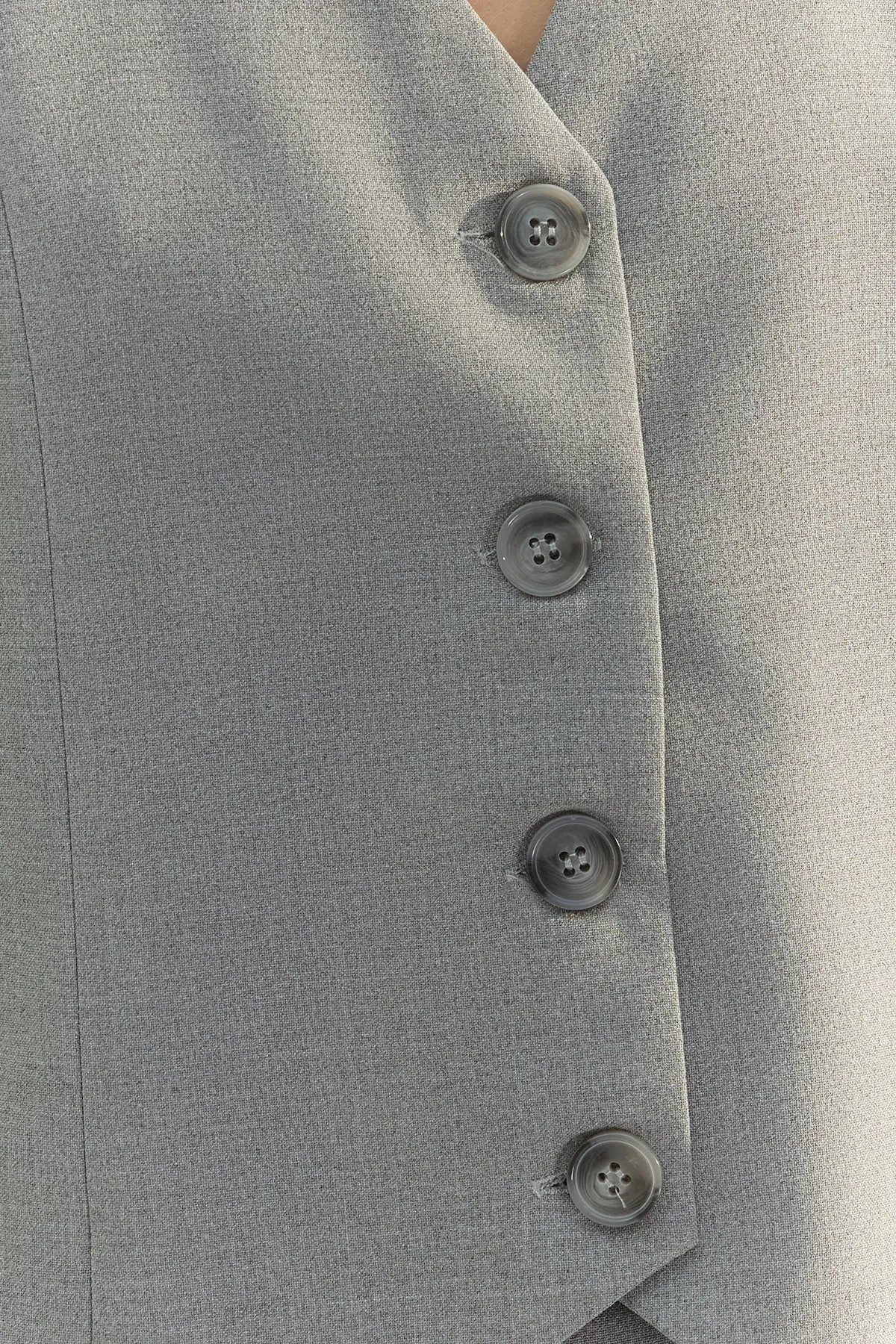 Trendyol Collection  Graue Premium taillierte, geknöpfte Webweste TWOAW24YE00061